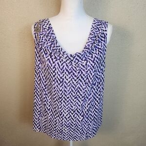 Anne Klein Purple and White Drape Tank Top Large (5311)